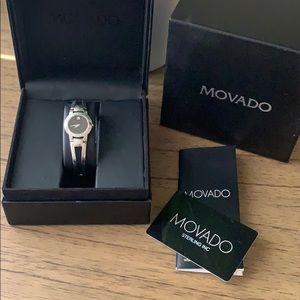Movado Silver Black Face Watch
